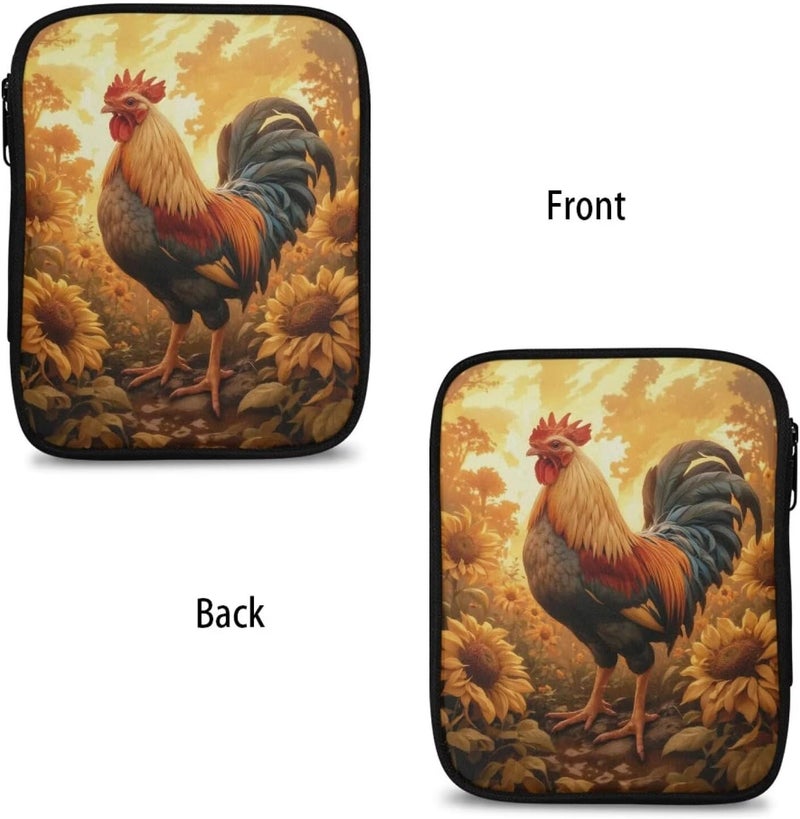 Xsehusvy Rooster Sunflower Fabric Crochet Kit for Crochet Beginner Washable Crochet Hook Case with Mesh Pockets Portable Crochet Bag Knitting Organizing Bag Easy to Carry - Image 4